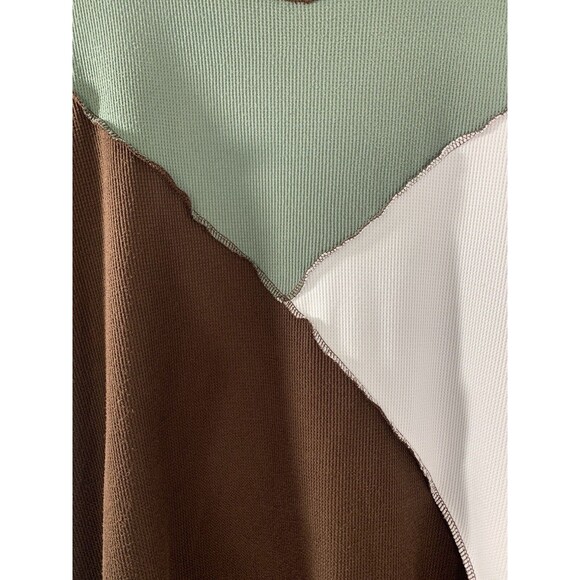 Moa Moa Top Women 1X Multicolor Block T Shirt Waffle Knit USA Cottage Casual NWT - Picture 5 of 9